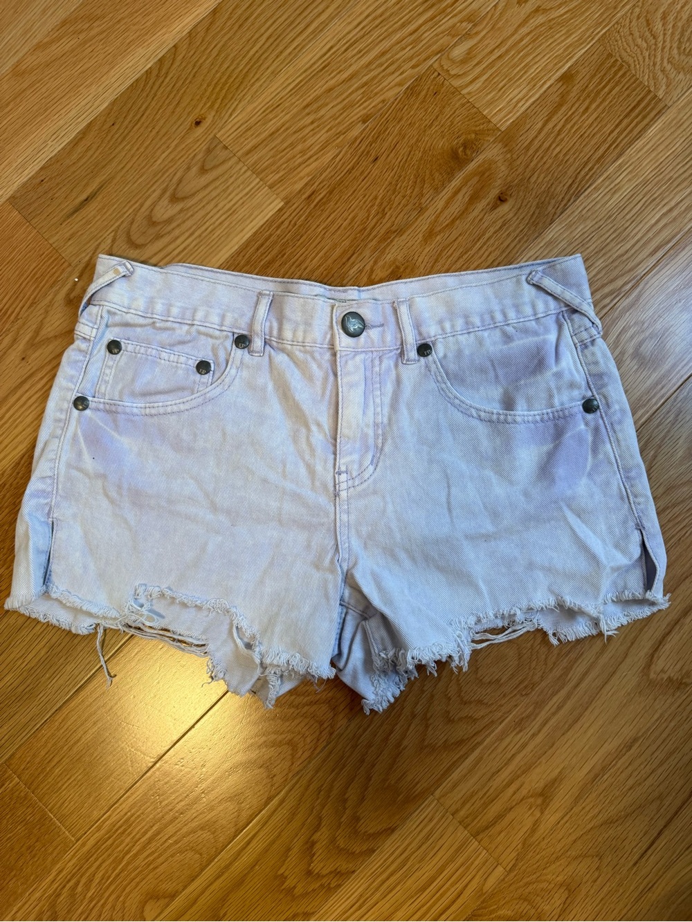Free People Light Lavender Cutoff Denim Shorts